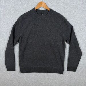 Vince Mens 100% Cashmere Crewneck Sweater Charcoal Gray Large Raglan Knit 1338
